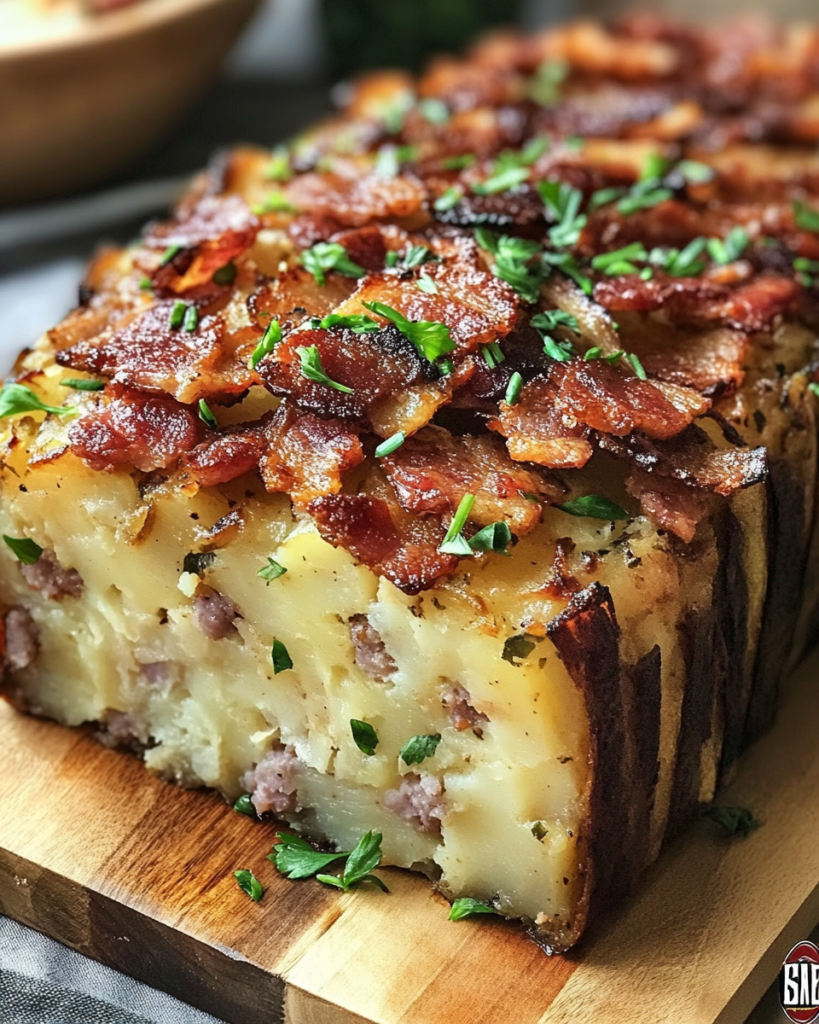 0 3 Bacon and Sausage-Stuffed Potato Loaf