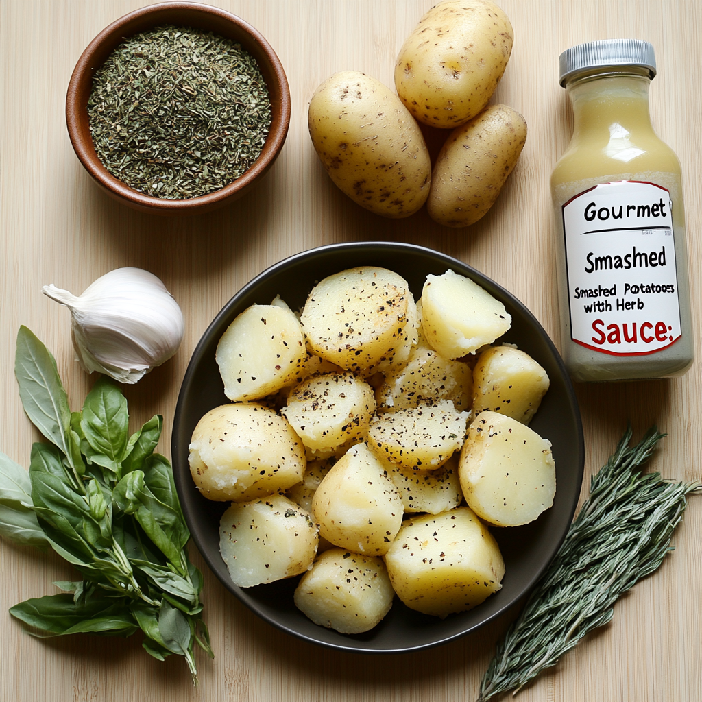 0 1 2025 01 07T094052.040 Gourmet Smashed Potatoes with Herb Sauce